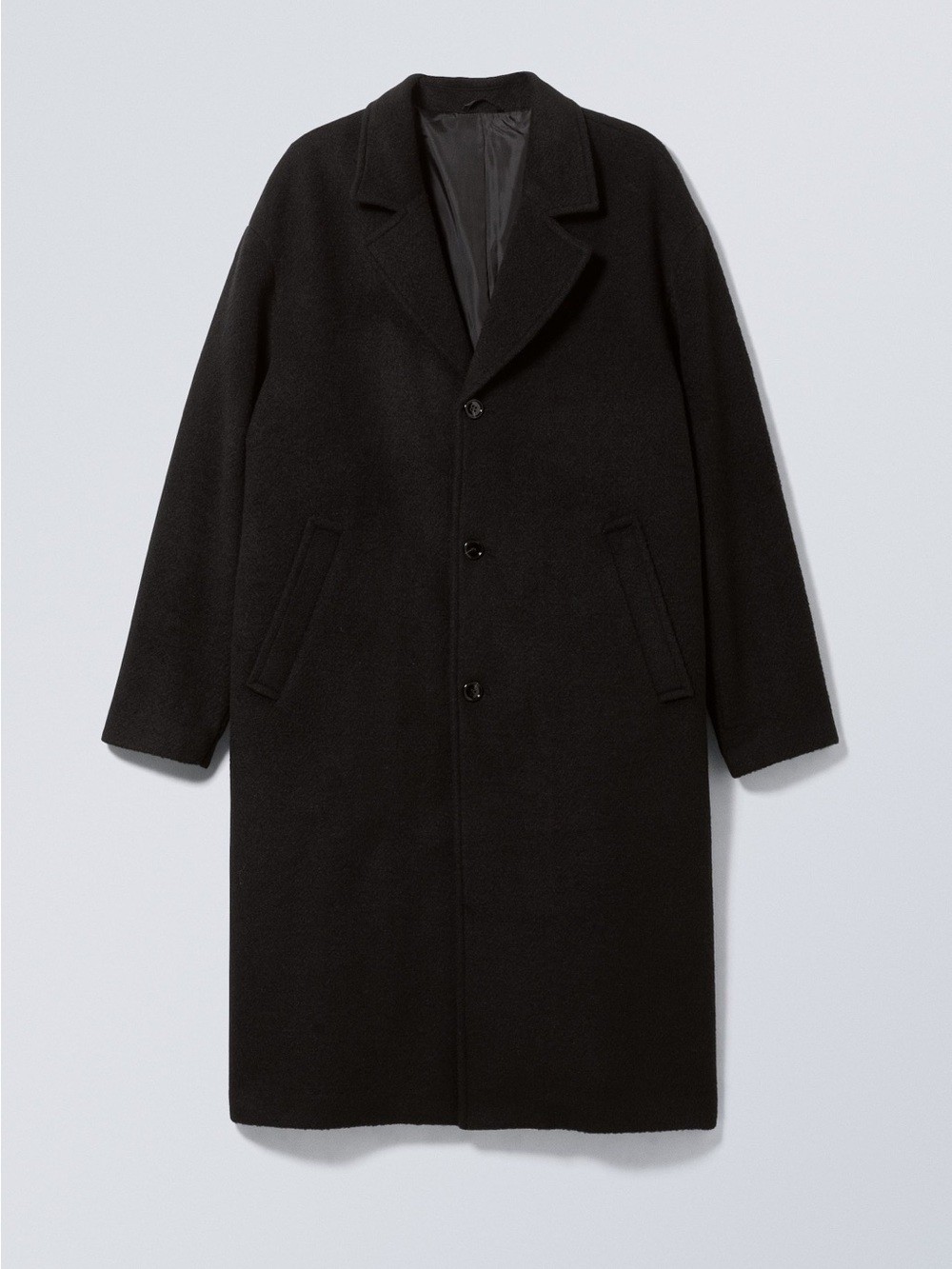 H&M Black Wool Blend Oversized Women's Single-Breasted Coat